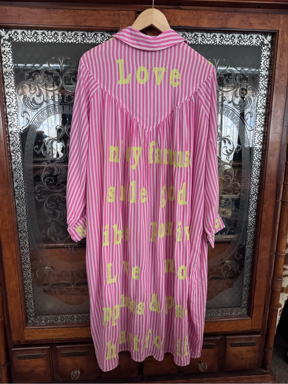 Bianca Happy Pink Striped Maxi Robe